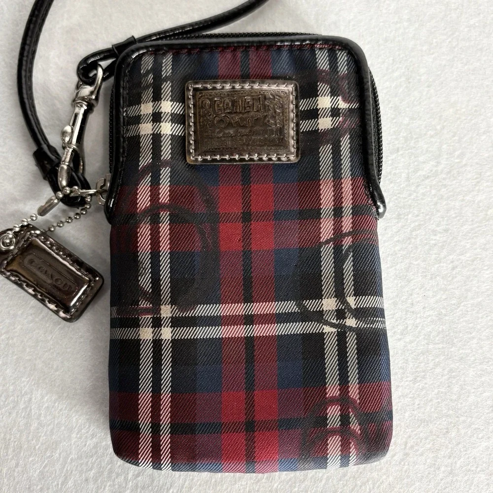 VTG Y2k Coach Poppy Tartan Plaid Wristlet Cigarette Phone Steampunk Holiday 90s